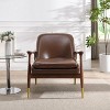 CAVINAS 29.2" Faux Leather Accent Chair with Solid Wood Frame and Brass-Tipped Legs, Arm Chair for Living Room, Bedroom - 3 of 4