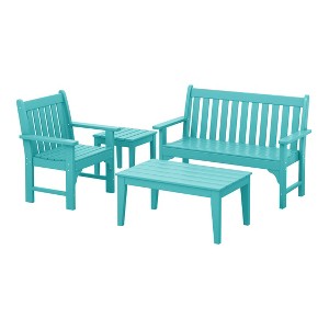 WestinTrends Malibu 4-Piece HDPE Outdoor Patio Furniture Couch Set - 1 of 4
