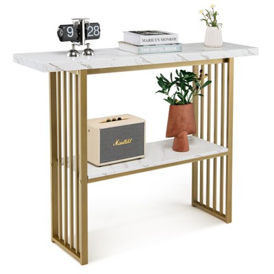 Costway 48'' 2-tier Console Table Modern Entryway Table for Living Room Hallway