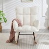 Angel Sar Glider Chair, Tufted Upholstered Teddy Fabric Rocking Chair with Metal Frame, Ivory White Accent Chair for Living Room and Bedroom - 2 of 4