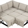 VYNXARIA 126in L-shaped Sofa Sectional Sofa Couch Pull-out Sofa Bed with Charging Devices and Cup Holders for Living Room, Beige - 4 of 4