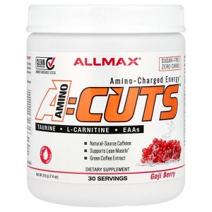 ALLMAX A:CUTS Amino-Charged Energy Drink, Goji Berry - 210 g - with Caffeine, Green Coffee Extract, L-Carnitine & 2000 mg of Taurine - Sugar & Gluten - 1 of 4