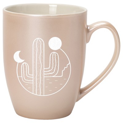 Elanze Designs 10 Ounce Ceramic Decorative Laser Engraved Giftable Novelty Tea Coffee Cup Mug Precious Pearl Cactus Moon and Sun