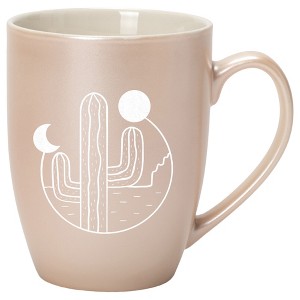 Elanze Designs 10 Ounce Ceramic Decorative Laser Engraved Giftable Novelty Tea Coffee Cup Mug Precious Pearl Cactus Moon and Sun - 1 of 4