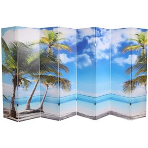 Legacy Decor Canvas Room Divider Double - Sided Digital Print Virgin Islands Beach Design - 1 of 4