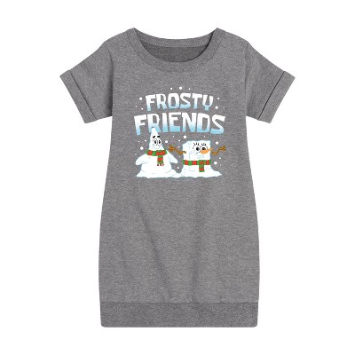 - SpongeBob SquarePants - Frosty Friends Graphic Short Sleeve Fleece Dress