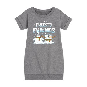 Girls' - SpongeBob SquarePants - Frosty Friends Graphic Short Sleeve Fleece Dress - 1 of 4