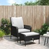 vidaXL Black Poly Rattan Modern Outdoor Patio Chair and Footstool Set - Weather Resistant, Sturdy Steel Frame - 2 of 4