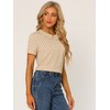 INSPIRE CHIC Women's Peter Pan Collar Keyhole Back Vintage Polka Dots Blouses - 2 of 4