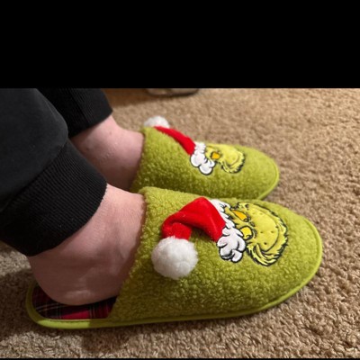 The Grinch Adult Holiday 3d Hat Scuff Slippers Green M Target