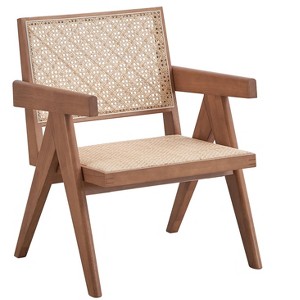 TIRAMISUBEST Rattan Accent Chair - Boho Woven Lounge Chair with Wooden Legs, Natural Finish for Living Room, Bedroom & Patio - 1 of 4