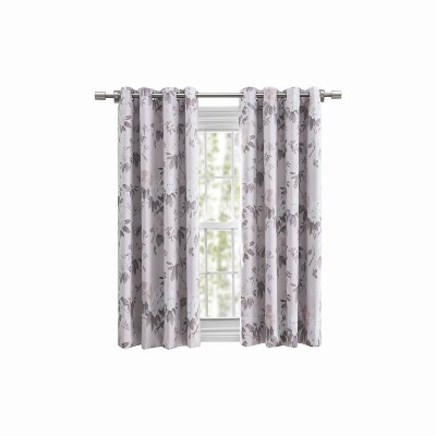 Blush Floral Blackout Grommet Curtain Panel with Lace Detail