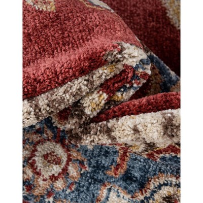 Burgundy and Beige 4' x 6' Abstract Synthetic Area Rug