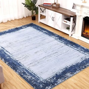 COZONY Washable Modern Bordered Rug, Farmhouse Geometric Low Pile Non Slip Carpet for Nursery Dining Room Office - 1 of 4
