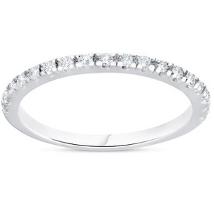 Pompeii3 1/4ct Diamond Ring Stackable Engagement Womens Wedding Band 10K White Gold - 1 of 4