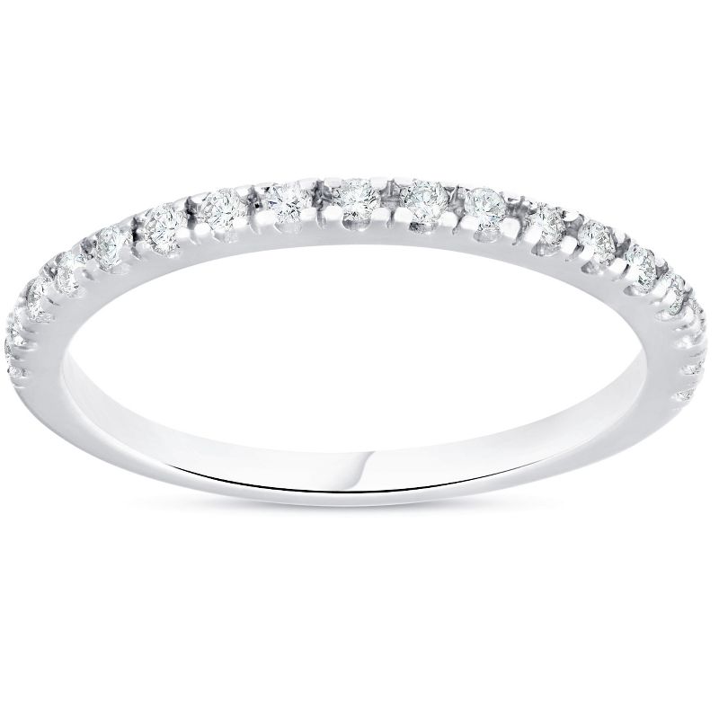 Pompeii3 1/4ct Diamond Ring Stackable Engagement Womens Wedding Band 10K White Gold, 1 of 6