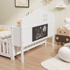55.79"Full-size Floor Beds with Bookcases and Blackboards, Versatile Platform Beds with Guard rails,White - 4 of 4