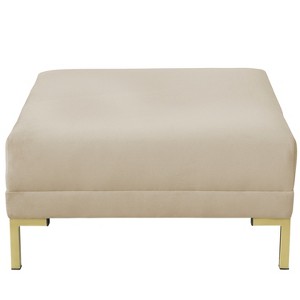 Audrey Ottoman Ivory Velvet and Brass Metal Y Legs - Cloth & Co.