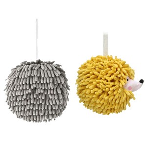 REGALWOVEN 2 Pcs Comfortable Soft Absorbent Chenille Ball Fuzzy Hand Towel for Home Decor - 1 of 4