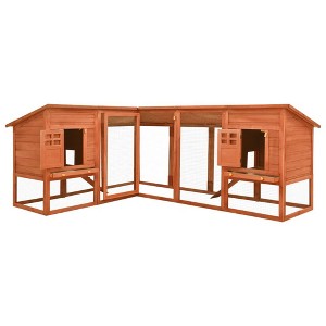 vidaXL Outdoor Rabbit Hutch with Run Red and White Solid Fir Wood - 1 of 4