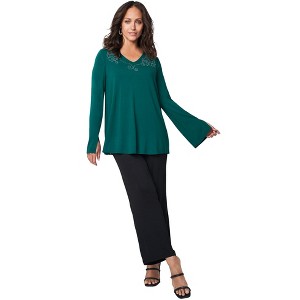 Jessica London V-Neck Embellished Tunic - 1 of 4