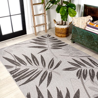 Havana Gray/Black Tropical Palm 4' x 6' Synthetic Area Rug