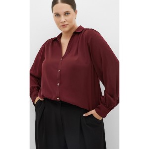 Women's Plus Size Hadlee Shirt - dark cherry | CITY CHIC - 1 of 4