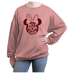 Junior's Women Minnie Mouse Best Mom Ever Classic Silhouette Sweatshirt - 1 of 2