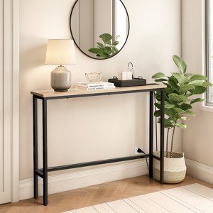 KTMBDW 39.4" Narrow Console Sofa Table with Power Outlets and USB Ports, Skinny Entryway Table with Metal Frame for Hallway, Bedroom, Living Room - 1 of 4