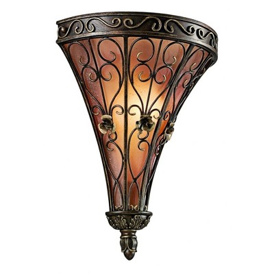 Marchesa Classic Terrene Bronze Wall Sconce with Piastra Glass Shade