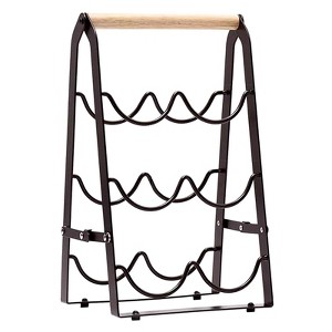 Itopfox Wine Rack, 6 Bottle Wooden Countertop Free Standing Shelf, 3 Tier Bottle Holder Stand for Home Bar Tabletop, Kitchen Storage - 1 of 4