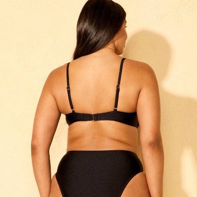 Shade & Shore Women's Floral Print High Shine Bralette Bikini Top - Shade & Shore™ Black M — фото 5