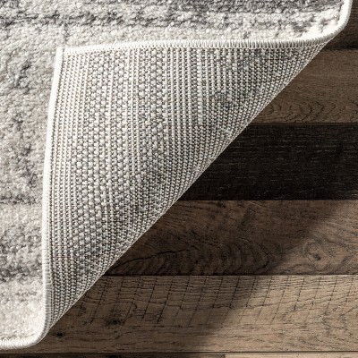 Nova Bohemian Gray Striped Synthetic 4' x 6' Area Rug