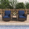 YARDSIGHT 3-Piece Outdoor Swivel Bistro Set with 2 Swivel Chairs and Side Table, Patio Conversation Set with Cushions for Balcony, Deck, or Garden - 2 of 4