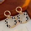 Leopard Circle Drop Earrings for Women Gold Stainless Steel Chunky Hoop Studs Ginger Lyne - 2 of 4