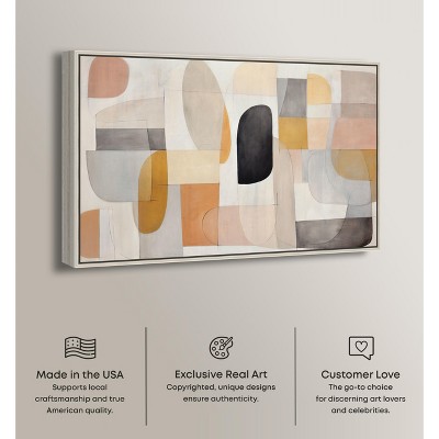 Eleanada Modern Abstract Geometric Canvas Wall Art with Silver Frame