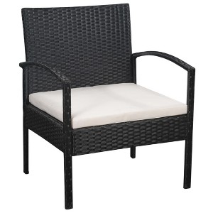 vidaXL 5 Piece Patio Furniture Set - Outdoor Poly Rattan Lounge Sofa & Coffee Table - Black, Cushioned & Water-Resistant - Garden/Deck/Patio - 1 of 4