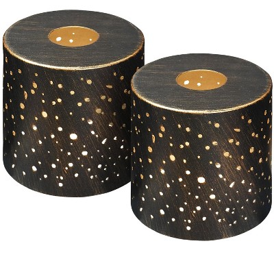 2 Pack Metal Lamp Shades, Cylinder Lamp Shade with 1-5/8" Fitter, Antique Bronze Lampshade Replacement for Lighting Fixture Diameter 4.75in Height 5in