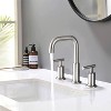 ChicFurnit Bathroom Sink Faucet Double Handles Widespread Design with Pop Up Drain for Modern Lavatories, Silver, 14"*10"*4" - 2 of 4