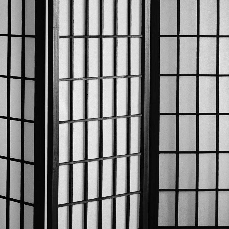 5 ft. Tall Window Pane Shoji Screen - Black (6 Panels), 3 of 6