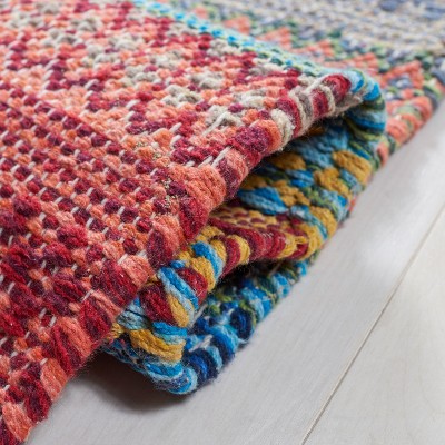 Handmade Multicolor Wool and Cotton Flat Woven Rug