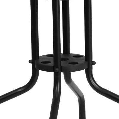 28" Clear Tempered Glass Square Dining Table with Black Rattan Edge