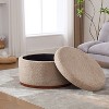 Christopher Knight Home Antonov Round Upholstered Storage Ottoman with Rubberwood Base - 2 of 4