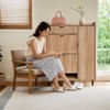 Shoe Cabinet Storage for Entryway, Hidden Thin Farmhouse Wave Wood Shoe Organizer Cabinet with 2 Flip Drawers and 2 Adjustable Shelves - 2 of 4