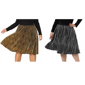 Agnes Orinda Women's Plus Size Metallic Party Disco Sparkle Faux Suede A-Line Skirts - 1 of 4