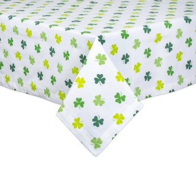 84" x 60" Cotton Shamrock Shake Print Tablecloth Green - Design Imports