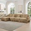 L-Shaped Sectional Sofa with Ottoman, 4-Seater Sofa with Removable Ruffle Skirt and Flared Arms, Chenille Sofa with Cushion-Coolbibila - 2 of 4