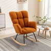 Aukfa Soft Teddy Fabric Rocking Chair w/Pocket - Ergonomic Nursery Glider, Solid Wood Base, 250LB Capacity for Living Room & Bedroom - 4 of 4