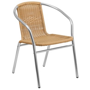 Flash Furniture Aluminum and Rattan Commercial Indoor-Outdoor Restaurant Stack Chair - 1 of 4