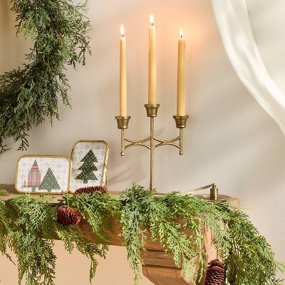 Antique Brass Scalloped Tabletop Christmas Candelabra